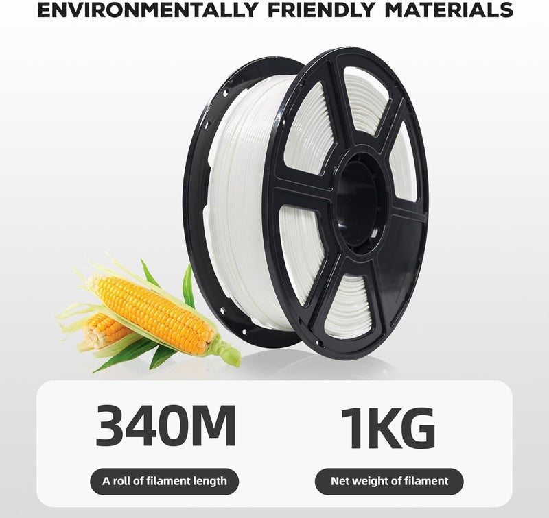 FLASHFORGE خيوط PLA بقطر 1.75 مم، خيوط طابعة ثلاثية الأبعاد 1 كجم (2.2 رطل) بكرة، دقة أبعاد +/- 0.02 مم، خيوط الطباعة ثلاثية الأبعاد سهلة الاستخدام وتناسب معظم طابعات FDM ثلاثية الأبعاد (بيضاء) - Image 5